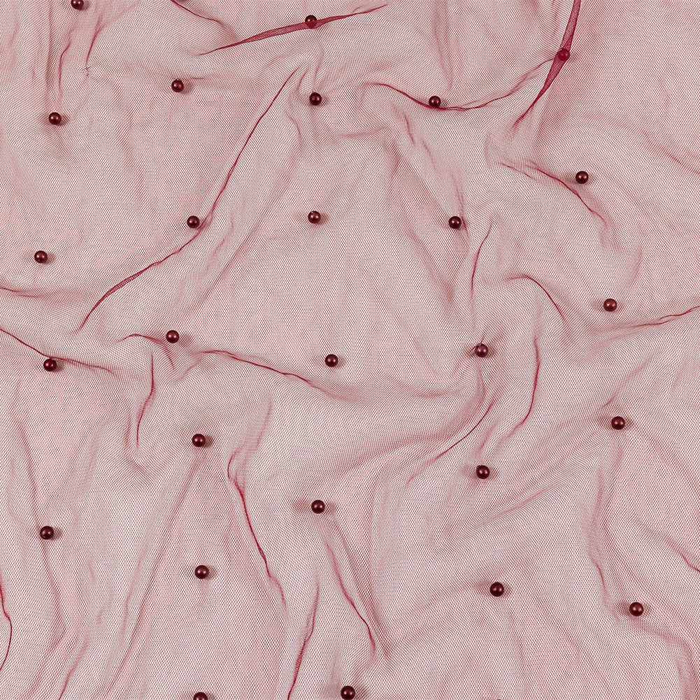 Beaded Tulle - Burgundy - Sylvie Collection