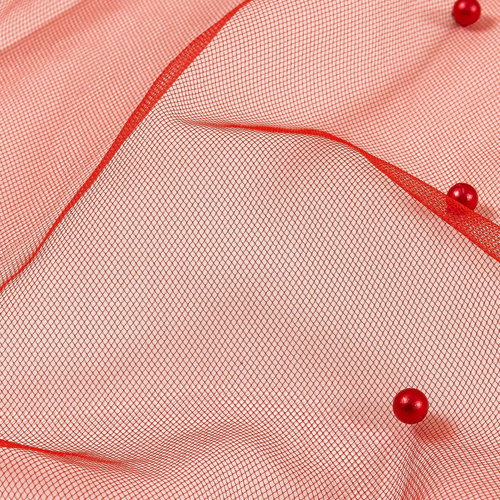 Beaded Tulle - Red - Sylvie Collection - Detail