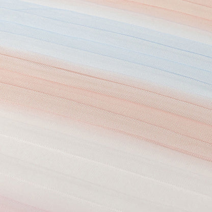 Pink, Peach and Blue Ombre Stripes Pleated Tulle Folded