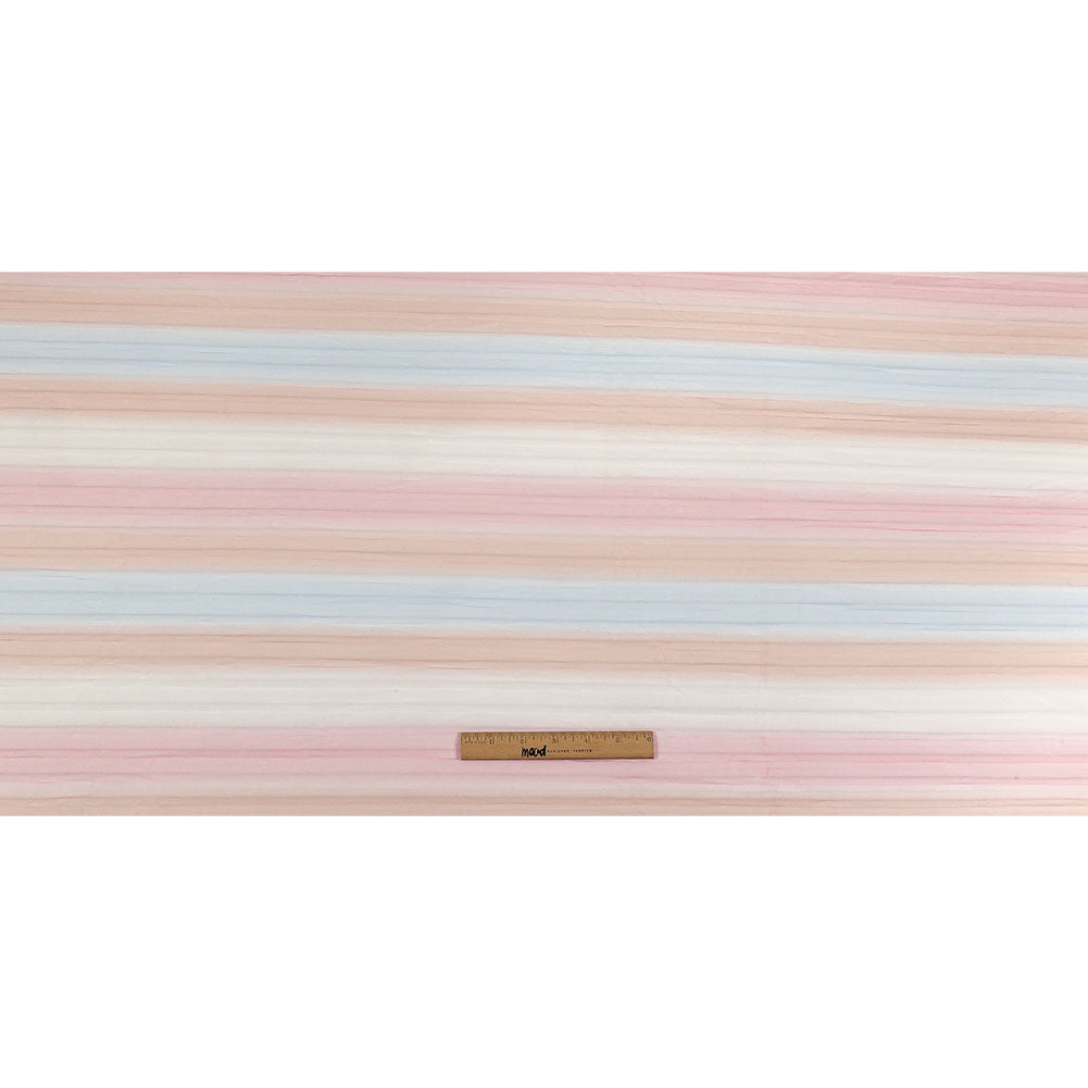Pink, Peach and Blue Ombre Stripes Pleated Tulle Drape