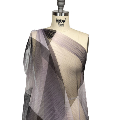 Gray and Pink Ombre Stripes Pleated Tulle Detail