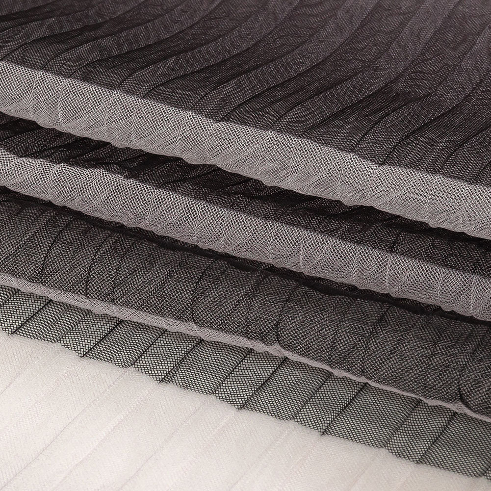 Gray and Pink Ombre Stripes Pleated Tulle Full