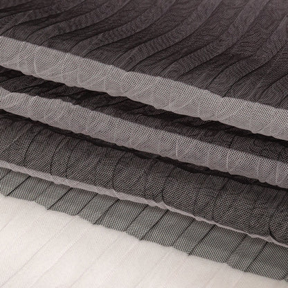 Gray and Pink Ombre Stripes Pleated Tulle Full