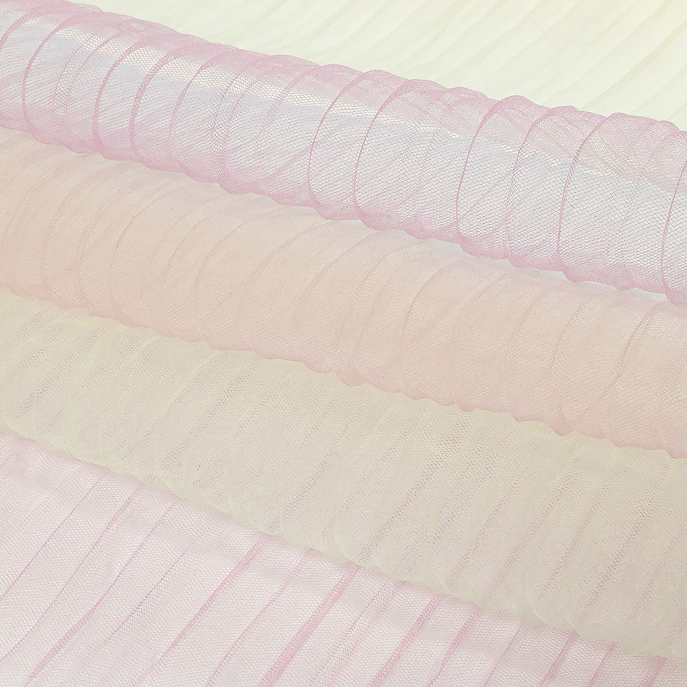Pastel Rainbow Ombre Stripes Pleated Tulle Full
