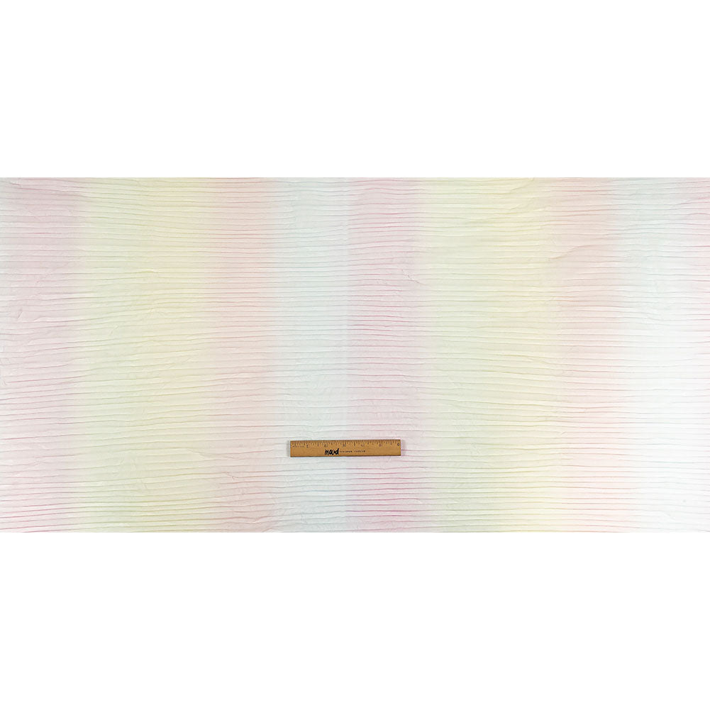 Pastel Rainbow Ombre Stripes Pleated Tulle Drape