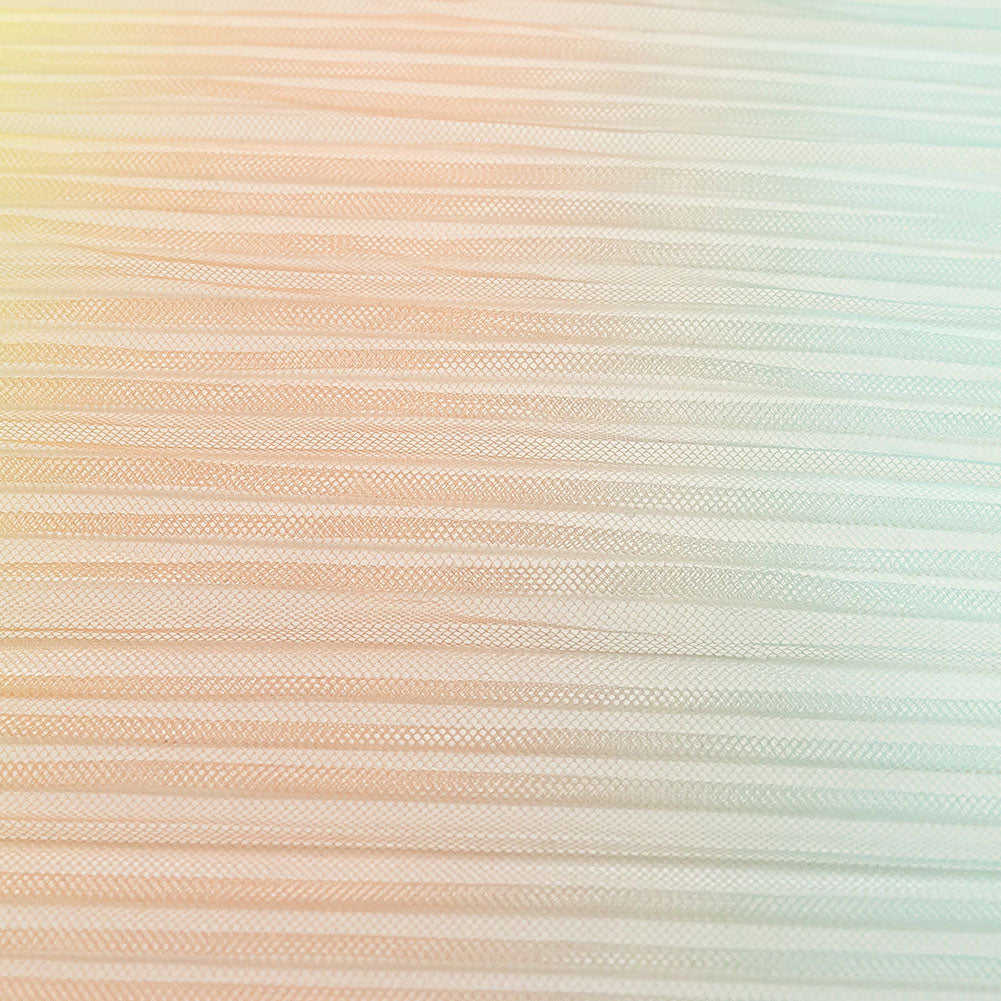 Green, Yellow and Orange Ombre Stripes Pleated Tulle Folded