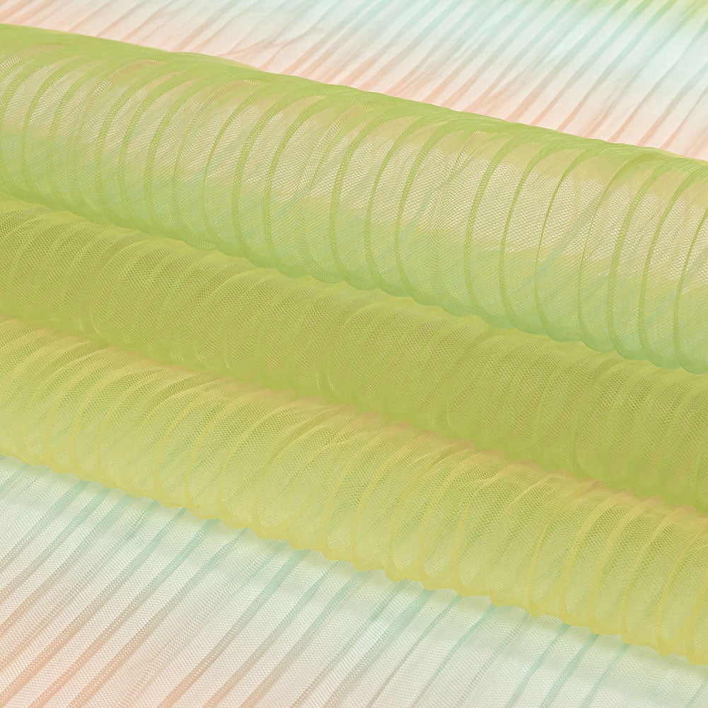 Green, Yellow and Orange Ombre Stripes Pleated Tulle Full