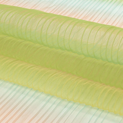 Green, Yellow and Orange Ombre Stripes Pleated Tulle Full