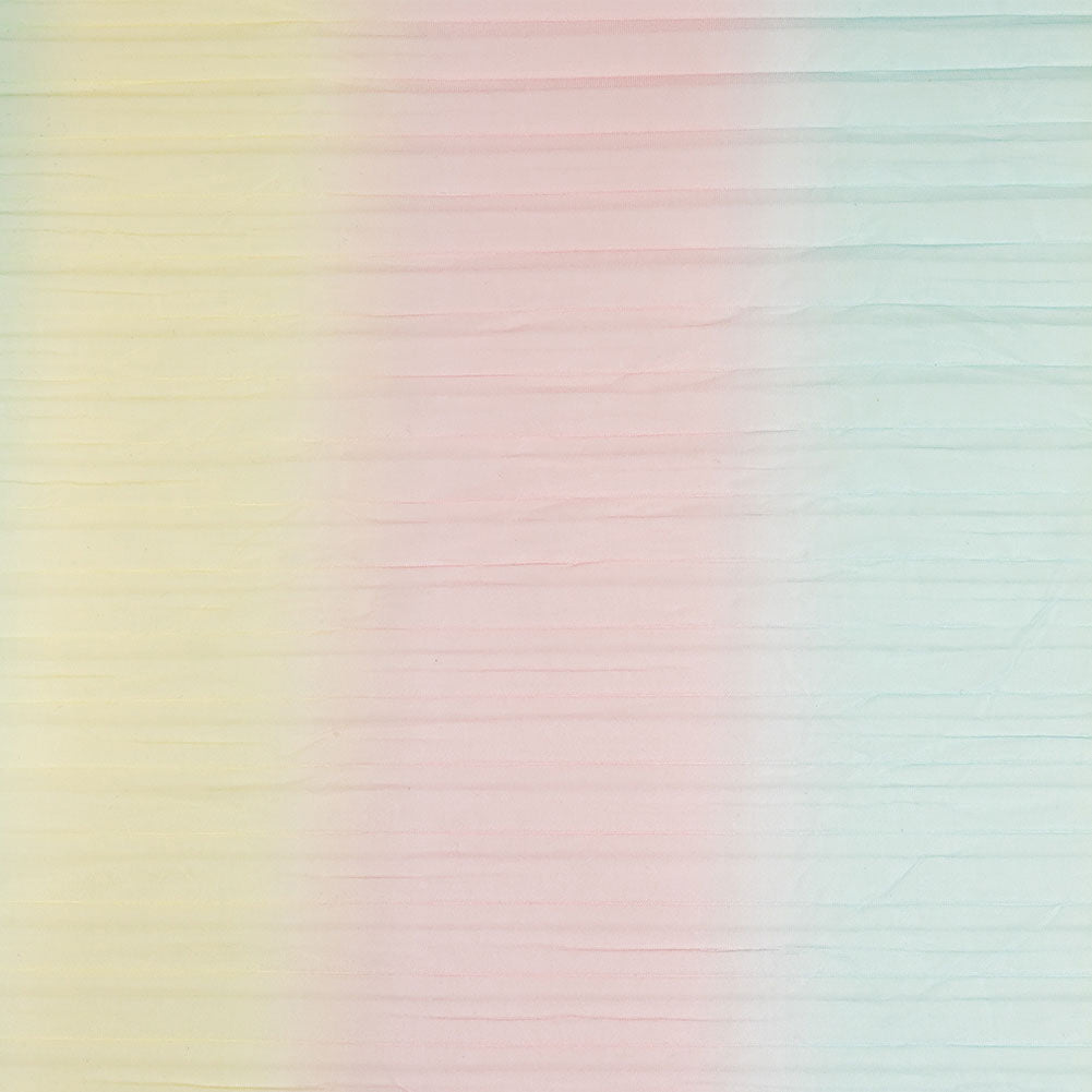 Sea Pink, Yellow and Blue Gradient Stripes Pleated Tulle