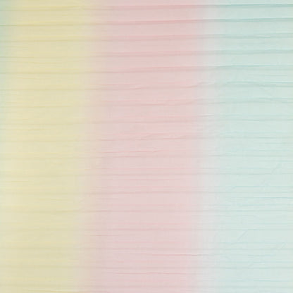 Sea Pink, Yellow and Blue Gradient Stripes Pleated Tulle