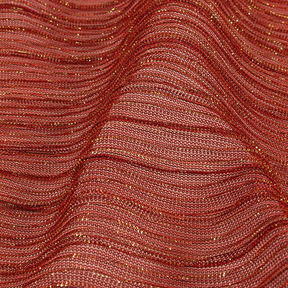 Metallic Stretch Plisse - Tomato and Gold - Natalia Collection Folded