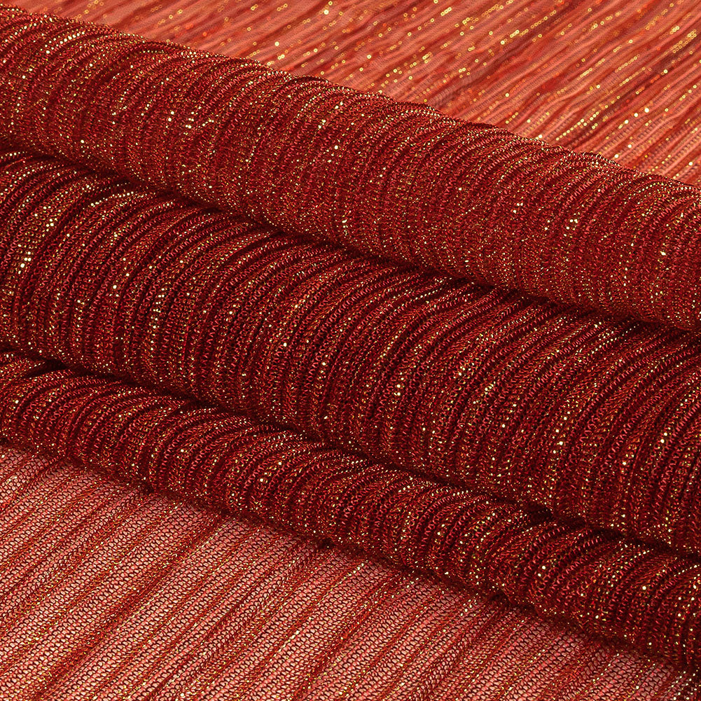 Metallic Stretch Plisse - Tomato and Gold - Natalia Collection Full