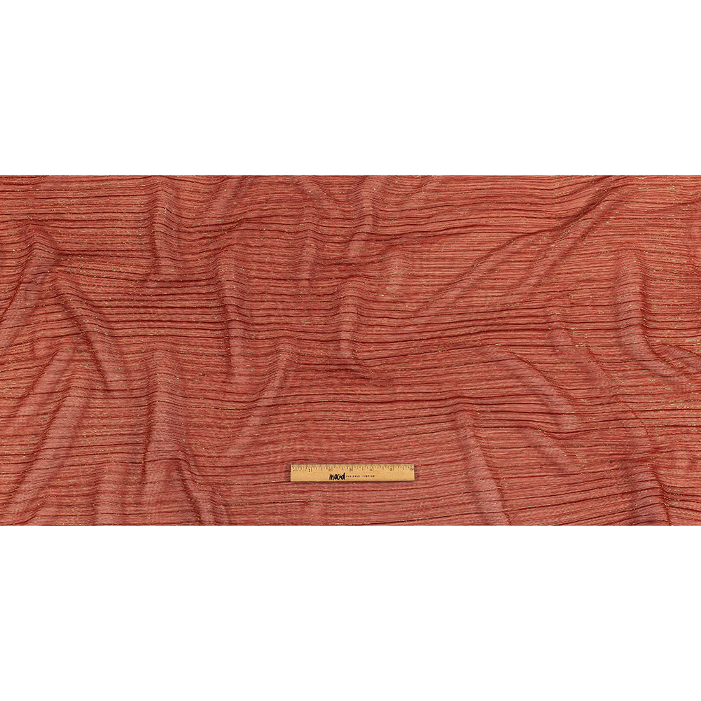 Metallic Stretch Plisse - Tomato and Gold - Natalia Collection Drape