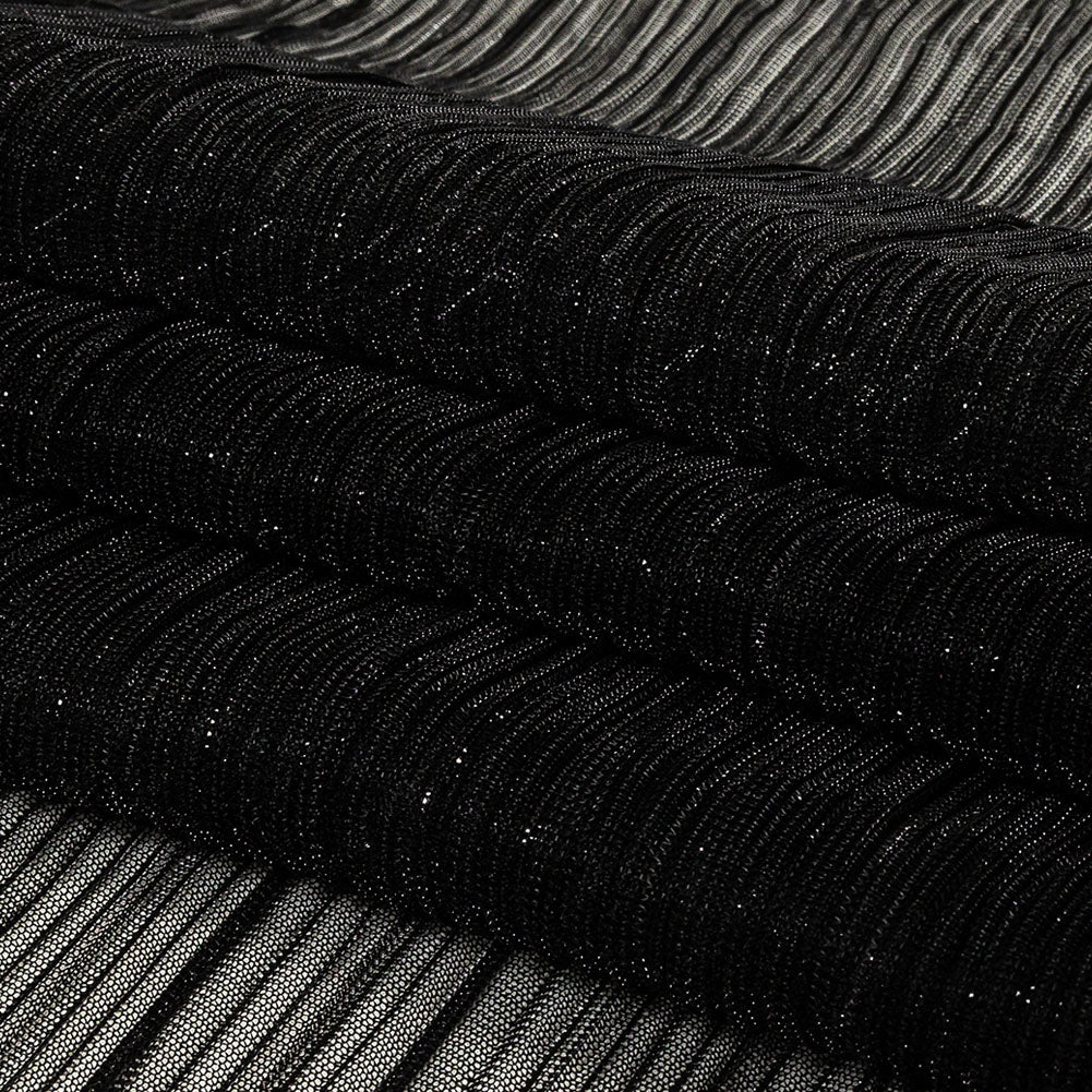 Metallic Stretch Plisse - Black - Natalia Collection Full