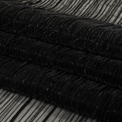 Metallic Stretch Plisse - Black - Natalia Collection Full
