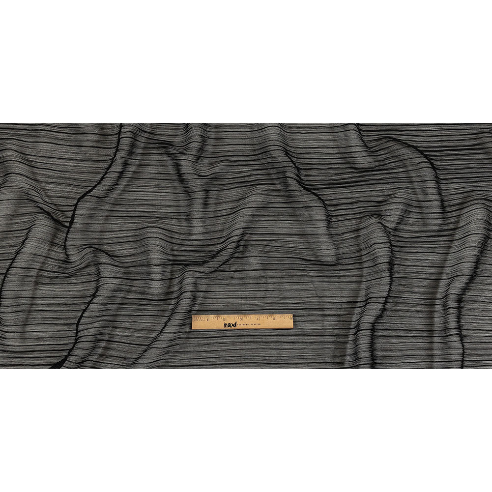 Metallic Stretch Plisse - Black - Natalia Collection Drape