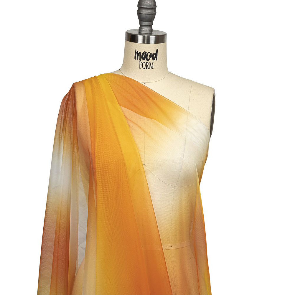 Ombre Stripes Shadow Tulle - Yellow, Orange and White - Drape