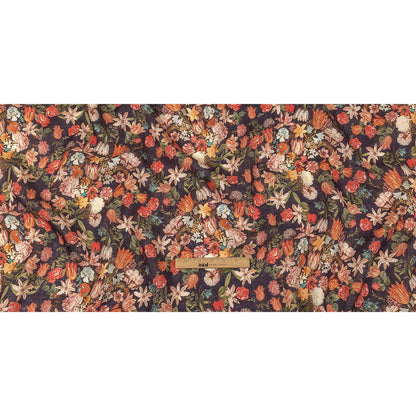 Red, Orange and Eggplant Bouquets Lightweight Linen Woven Full
