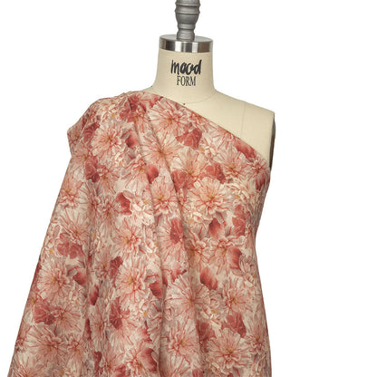Pink, Red and Gray Packed Florals Lightweight Linen Woven Drape