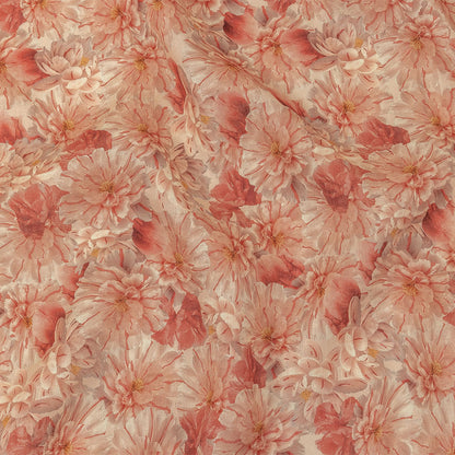 Pink, Red and Gray Packed Florals Lightweight Linen Woven