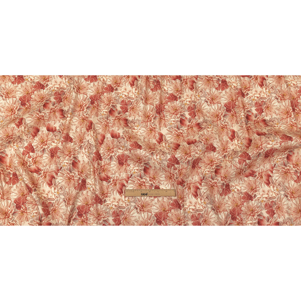 Pink, Red and Gray Packed Florals Stretch Linen and Rayon Woven Full