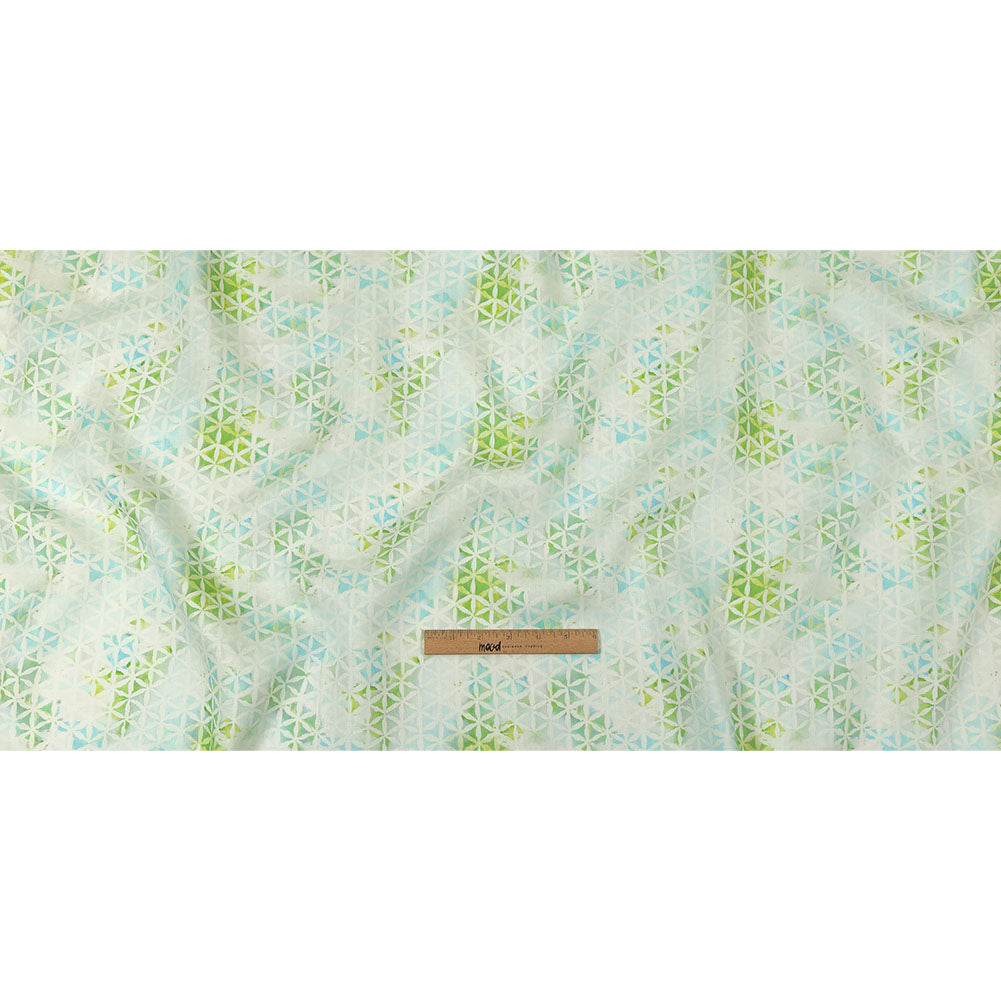 Turquoise, Lime and White Floral Geometry Medium Weight Linen Woven Full