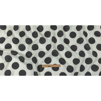 Black and White Big Polka Dots Medium Weight Linen Woven Full