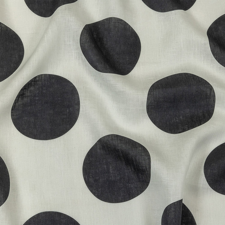 template--25130090922057__main-Medium Weight Linen Woven Print - Black and White Oversized Polka Dots