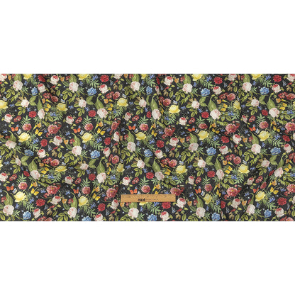 Black, Pink and Yellow Butterfly Garden Medium Weight Linen Woven Full