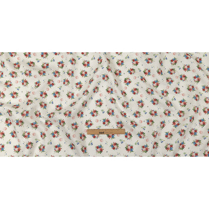 Pink, Blue and White Perfect Posies Medium Weight Linen Woven Full