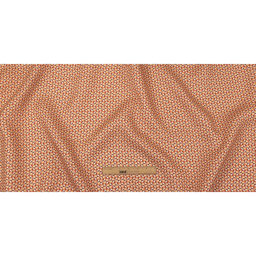 Orange, Pink and Dark Red Hexagon Pinwheels Medium Weight Linen Woven Full