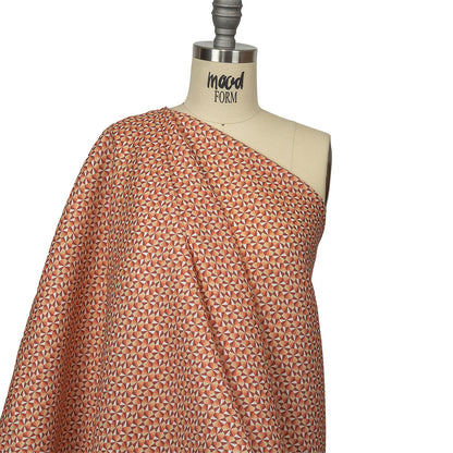 Orange, Pink and Dark Red Hexagon Pinwheels Medium Weight Linen Woven Drape