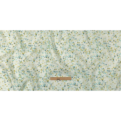 Blue, Lime and White Triangles Medium Weight Linen Woven Full