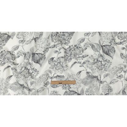 Gray and White Hydrangeas Medium Weight Linen Woven Full