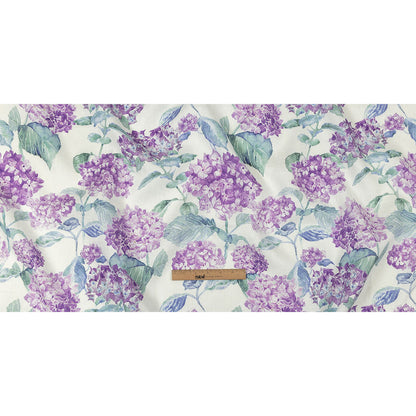Purple, Green and White Hydrangeas Medium Weight Linen Woven Full