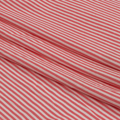 Bubblegum and White Candy Striped Cotton and Rayon Jersey Folded