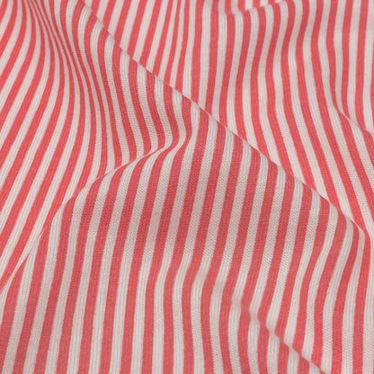 Bubblegum and White Candy Striped Cotton and Rayon Jersey Detail