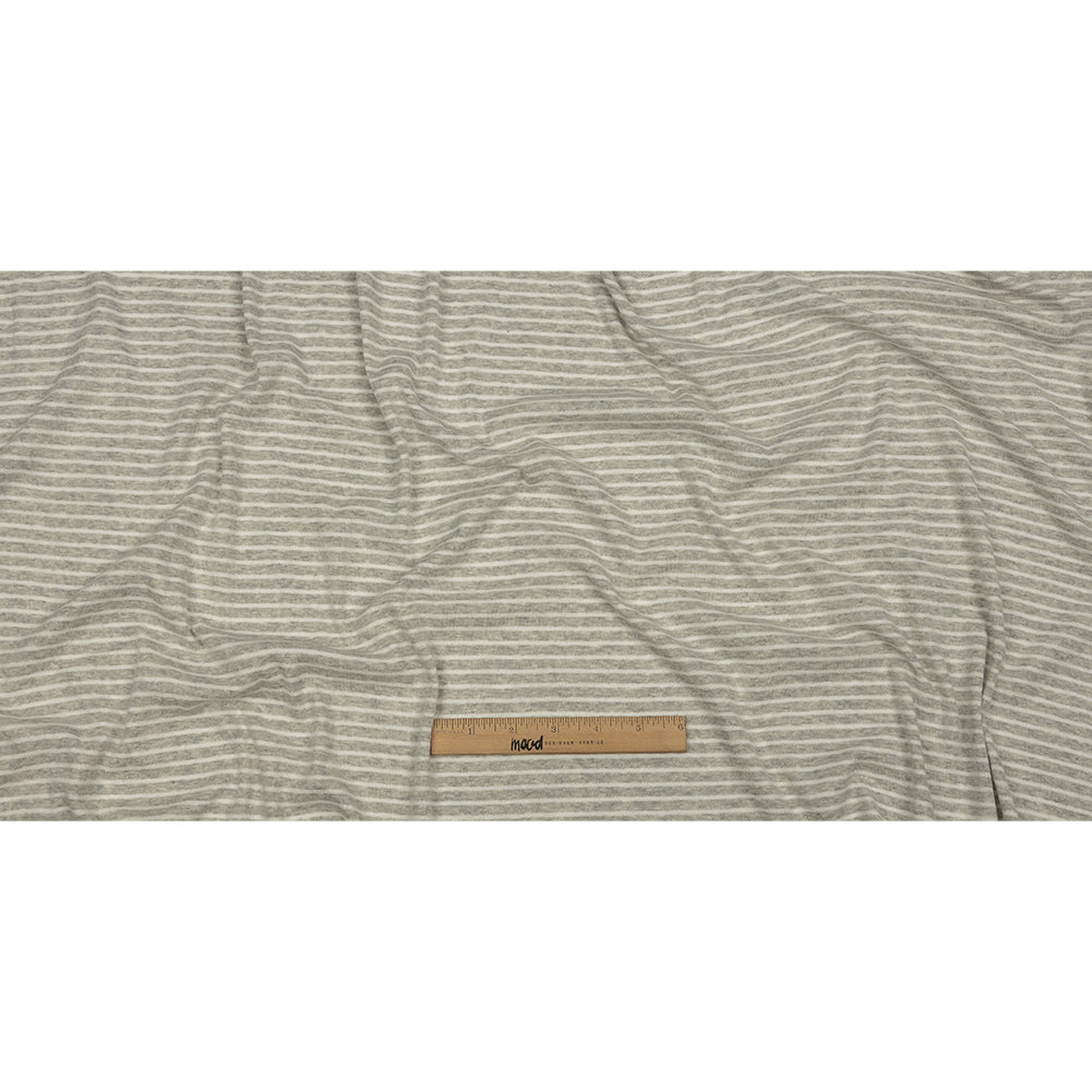 Heathered Gray and White Striped Cotton 1x1 Rib Knit Full