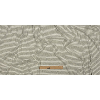 Heathered Gray and White Striped Cotton 1x1 Rib Knit Full