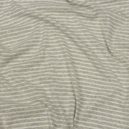 Heathered Gray and White Striped Cotton 1x1 Rib Knit