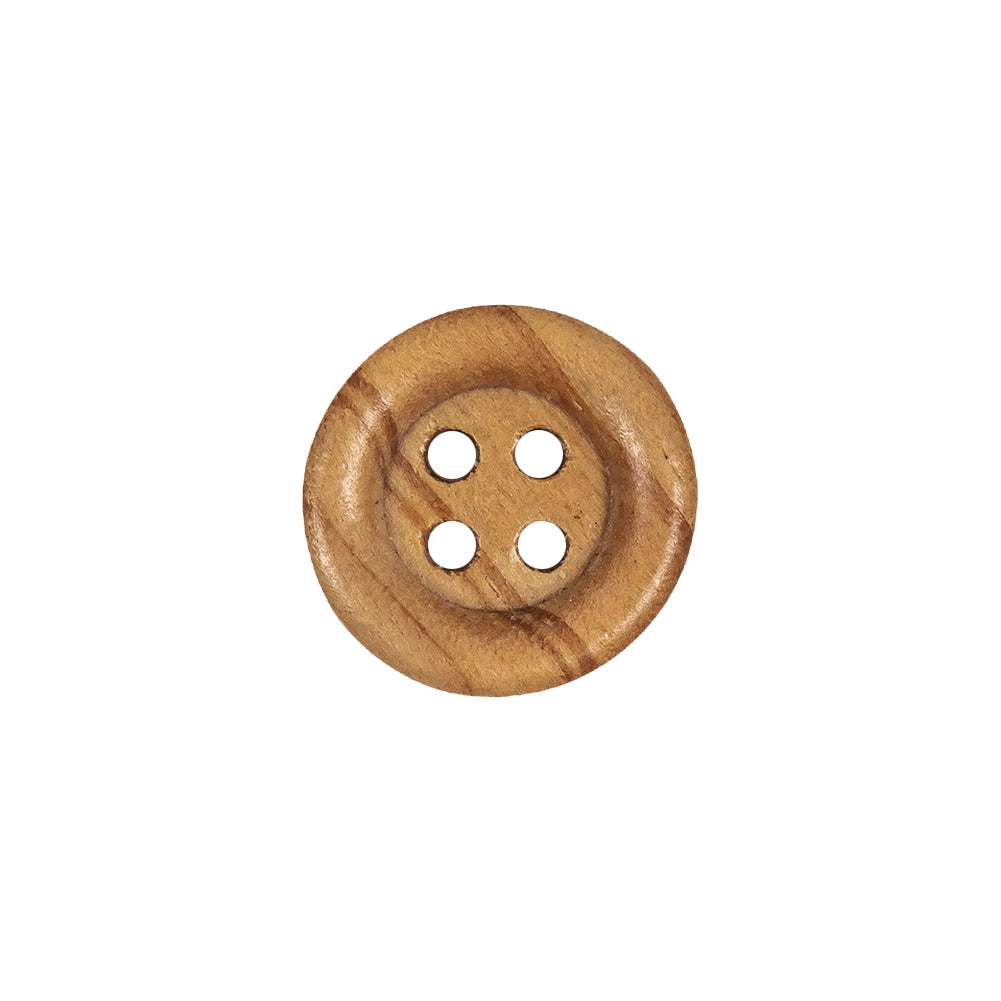 Natural Rolled Rim 4-Hole Wood Button - 24L/15mm