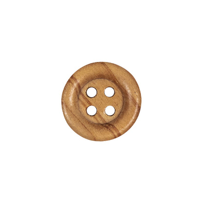 Natural Rolled Rim 4-Hole Wood Button - 24L/15mm