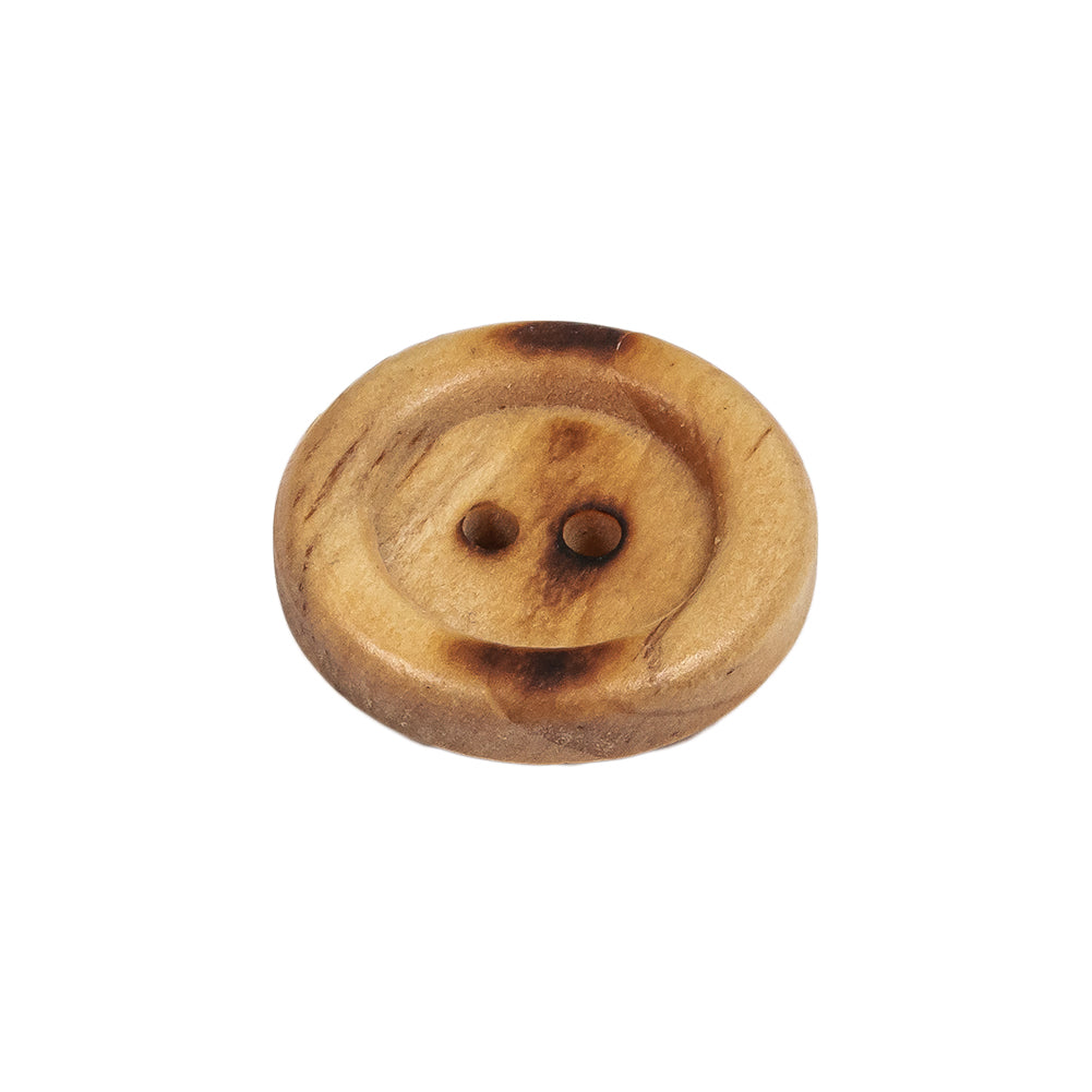 Light Natural Rolled Rim 2-Hole Wood Button - 34L/21.5mm Folded