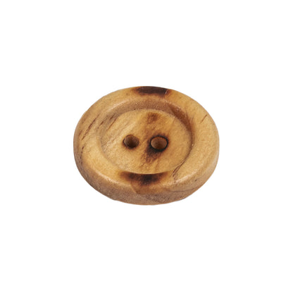 Light Natural Rolled Rim 2-Hole Wood Button - 34L/21.5mm Folded