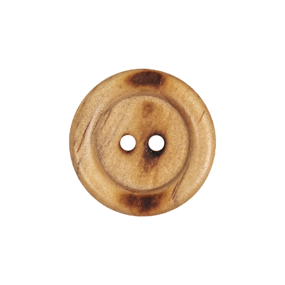 Light Natural Rolled Rim 2-Hole Wood Button - 34L/21.5mm