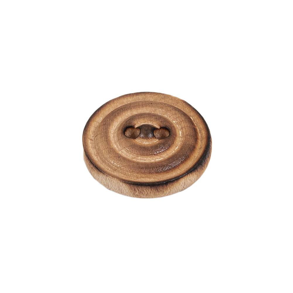 Natural Scorched Concentric Ripples 2-Hole Wood Button - 30L/19mm Folded