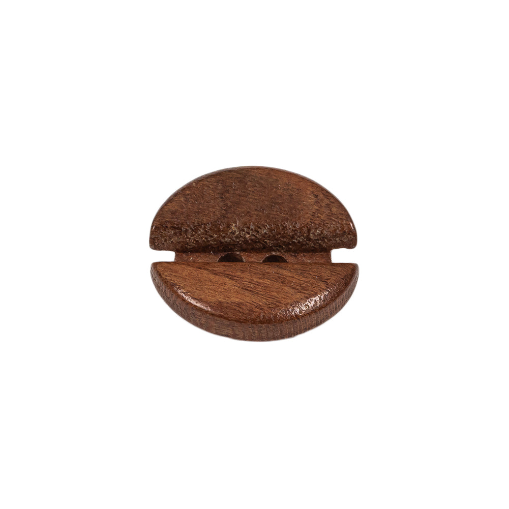 Caramel Coffee Bean 2-Hole Carved Wood Button - 28L/18mm Folded