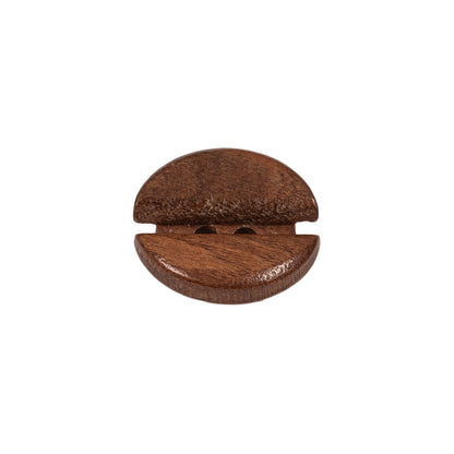 Caramel Coffee Bean 2-Hole Carved Wood Button - 28L/18mm Folded