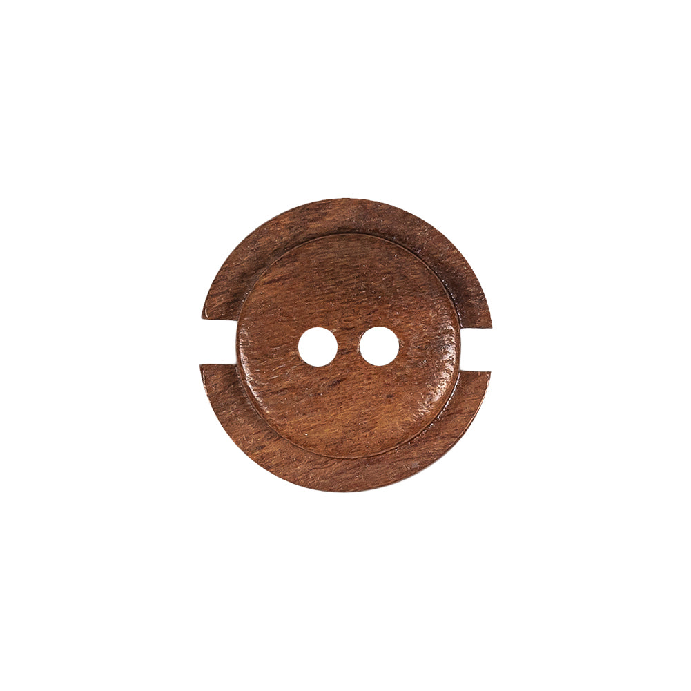 Caramel Coffee Bean 2-Hole Carved Wood Button - 28L/18mm Detail