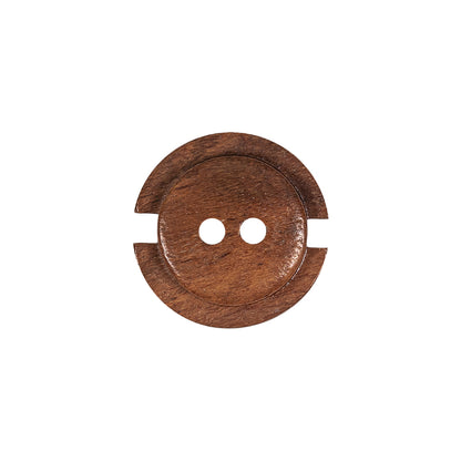 Caramel Coffee Bean 2-Hole Carved Wood Button - 28L/18mm Detail